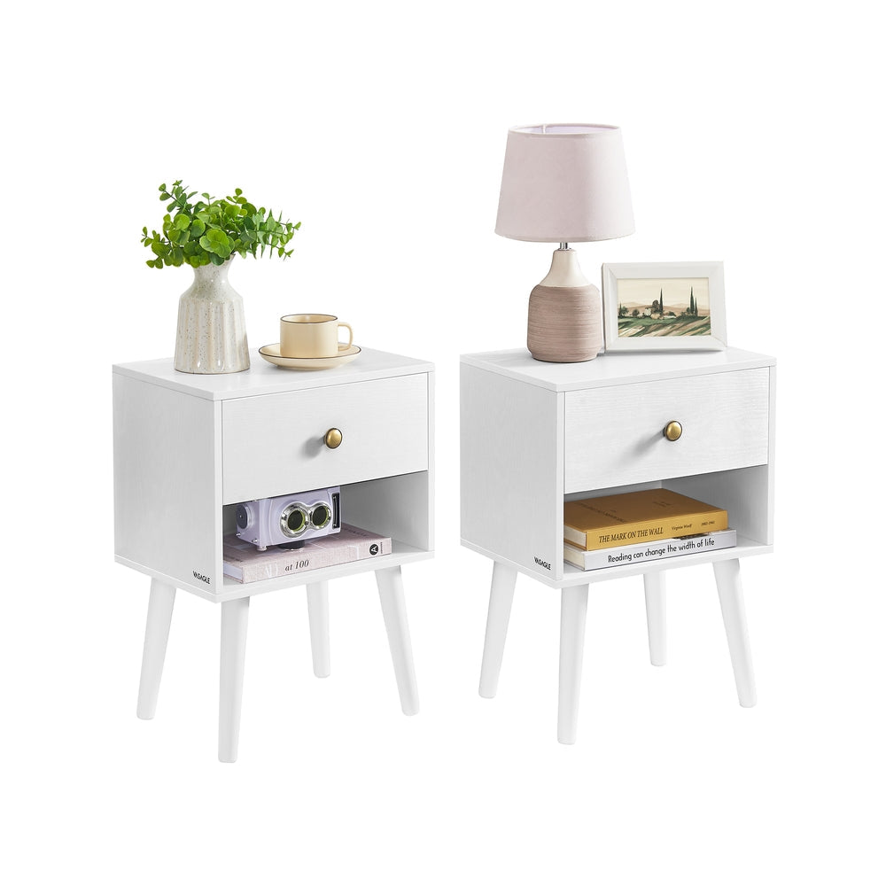 Bedside Table with Drawer and Solid Wood Legs Ebony Black - image 15