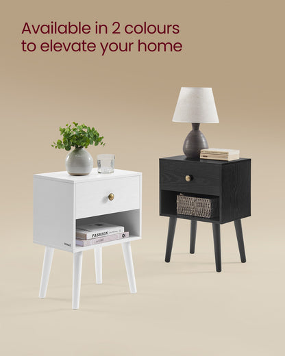 Bedside Table with Drawer and Solid Wood Legs Ebony Black - image 20