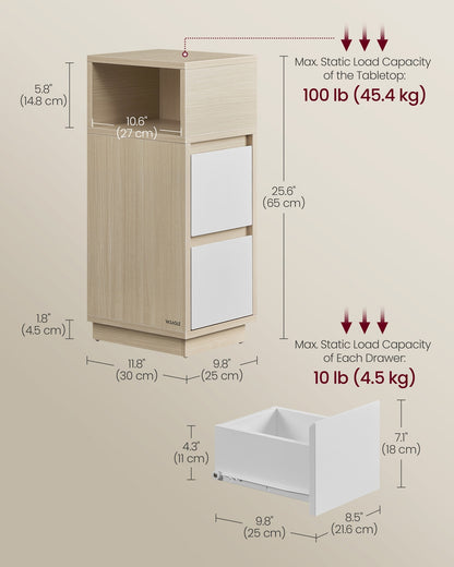 KAILYN Collection Slim Bedside Tables Set of 2 Cloud White - image 14