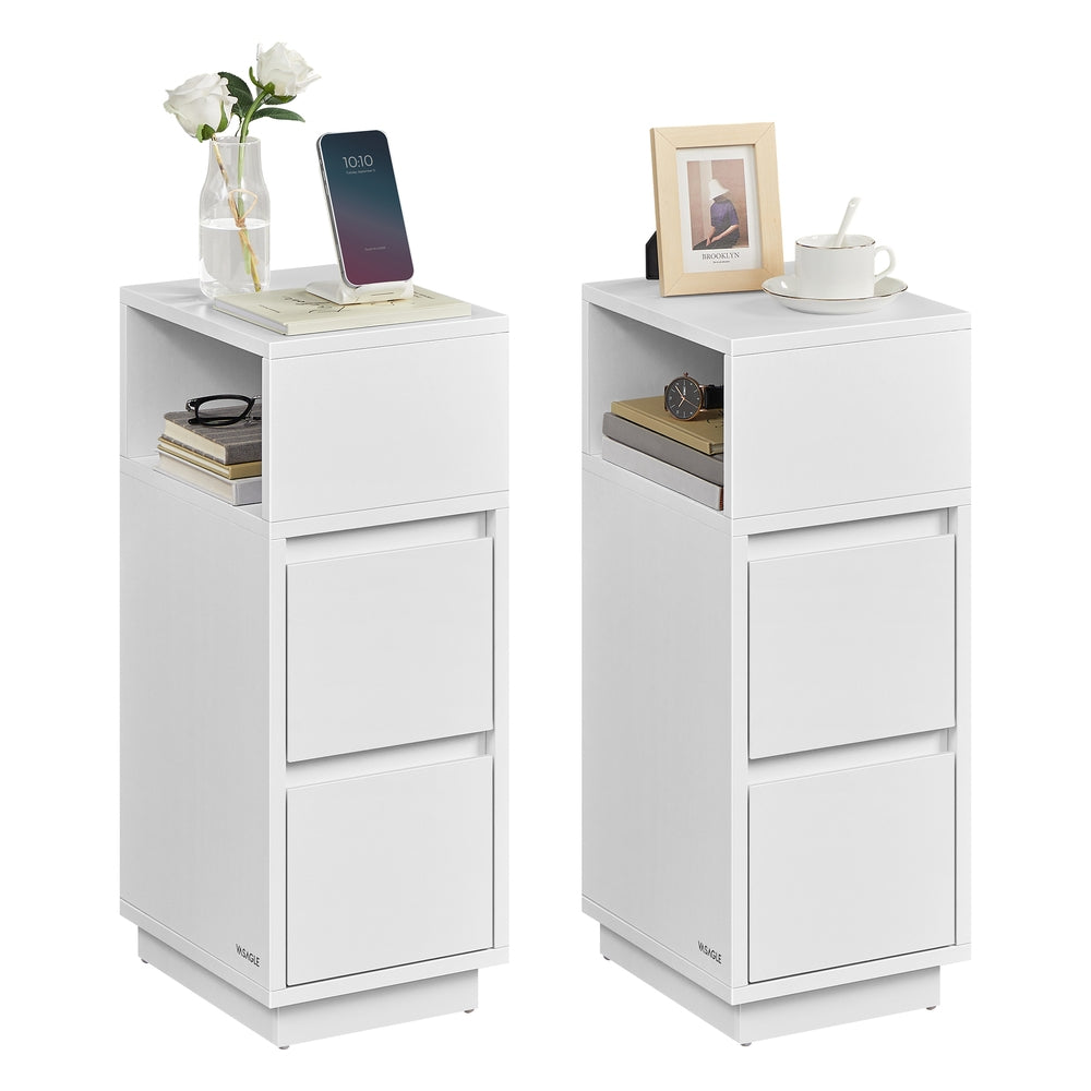 KAILYN Collection Slim Bedside Tables Set of 2 Cloud White - image 2