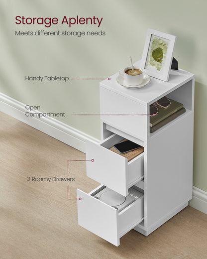 KAILYN Collection Slim Bedside Tables Set of 2 Cloud White - image 5