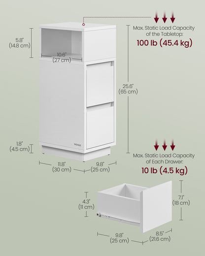 KAILYN Collection Slim Bedside Tables Set of 2 Cloud White - image 7