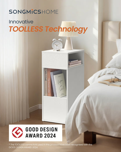 Slim Bedside Table, 2‑Pack Narrow Cabinet with Drawer - image 2