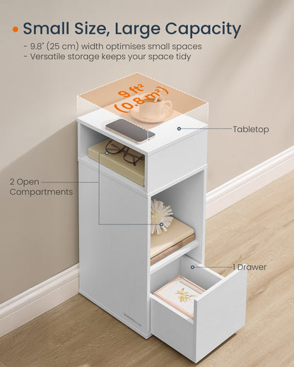 Slim Bedside Table, 2‑Pack Narrow Cabinet with Drawer - image 4