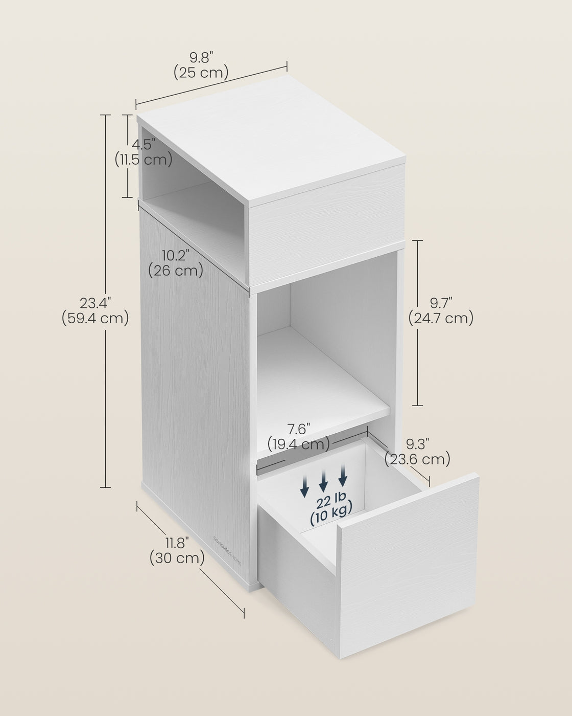 Slim Bedside Table, 2‑Pack Narrow Cabinet with Drawer - image 6