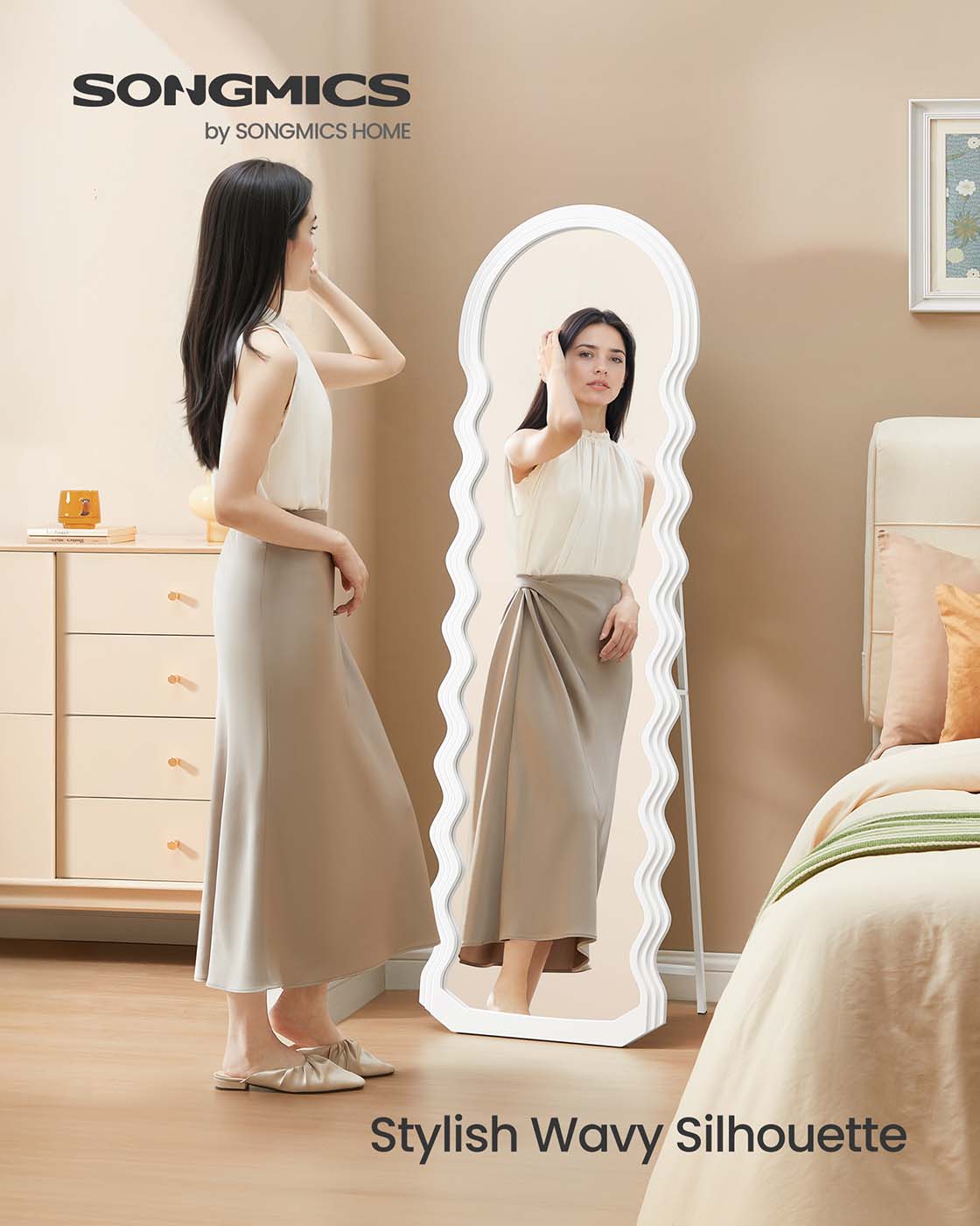 Irregular Wavy Full Length Mirror with Stand - image 2