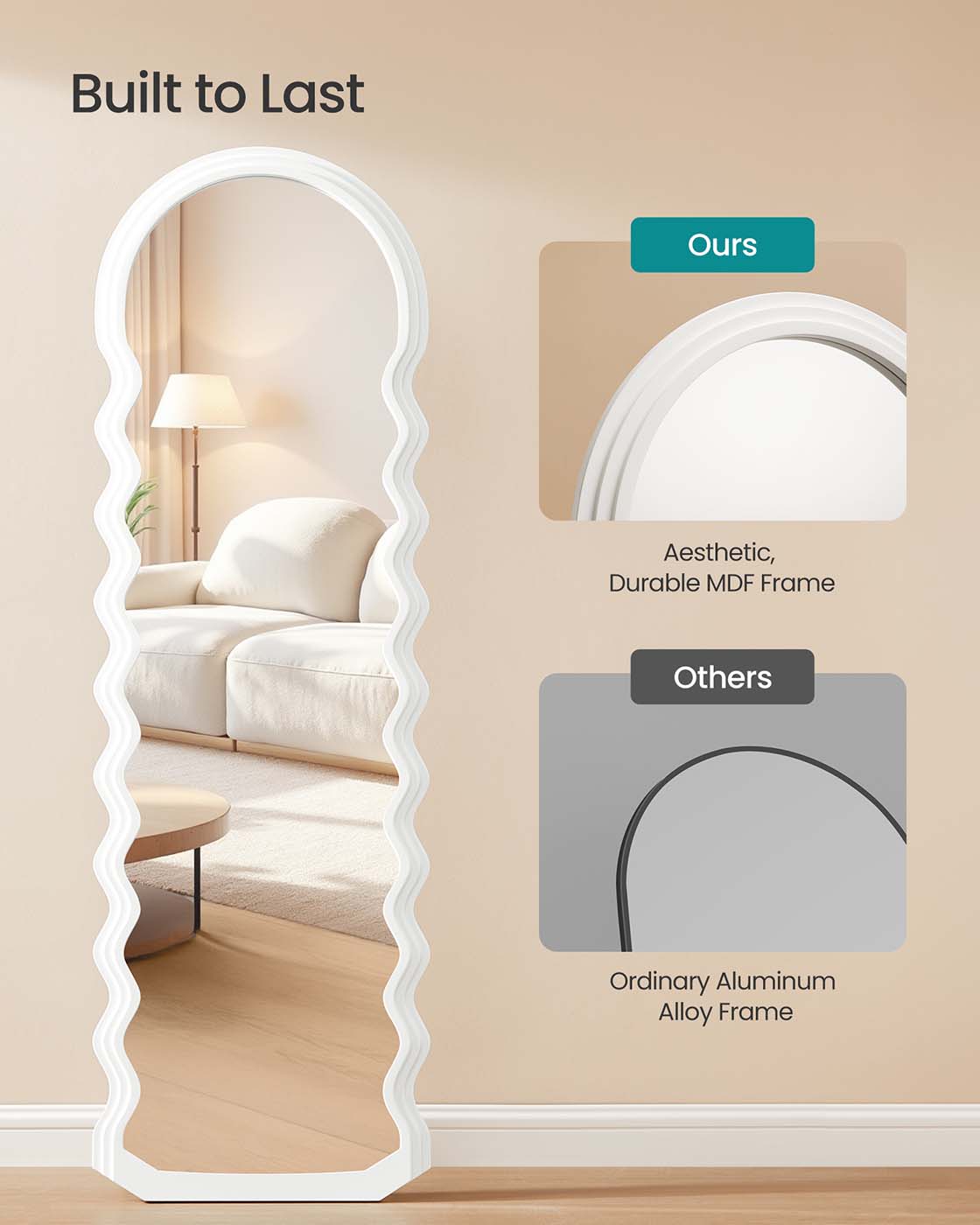 Irregular Wavy Full Length Mirror with Stand - image 3