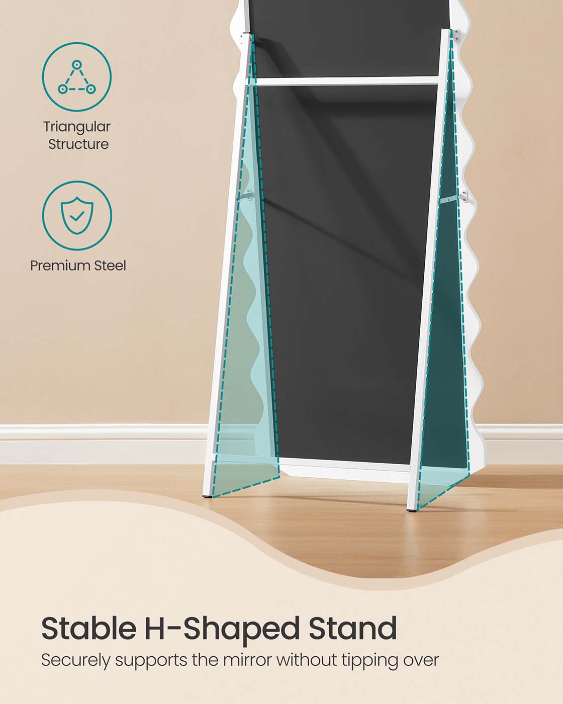 Irregular Wavy Full Length Mirror with Stand - image 4