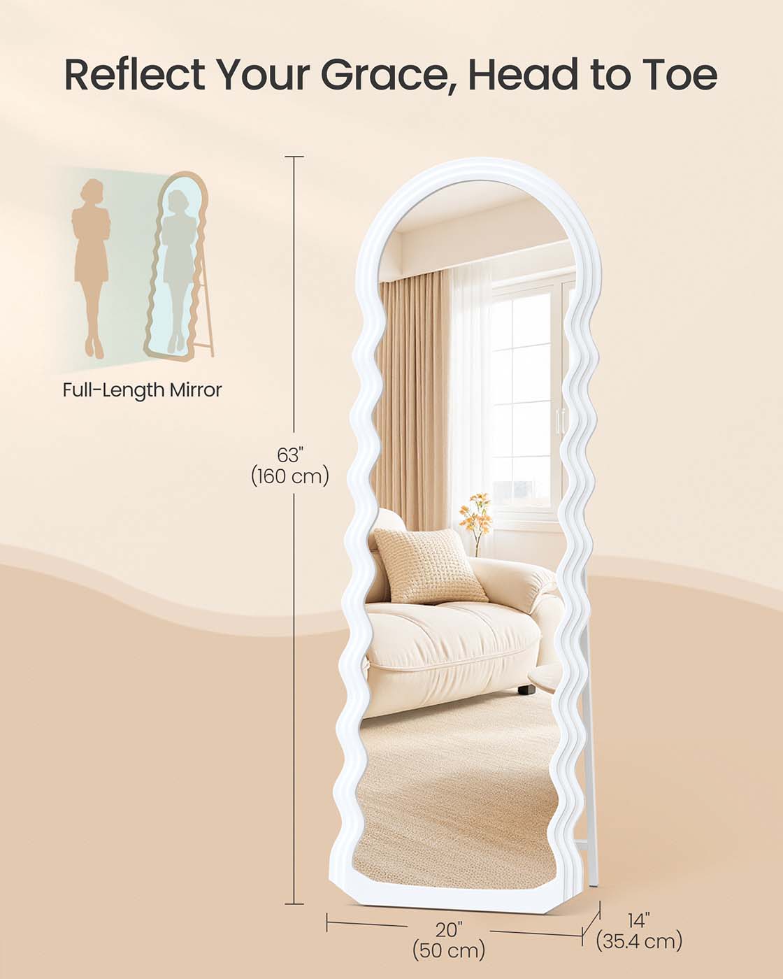 Irregular Wavy Full Length Mirror with Stand - image 5