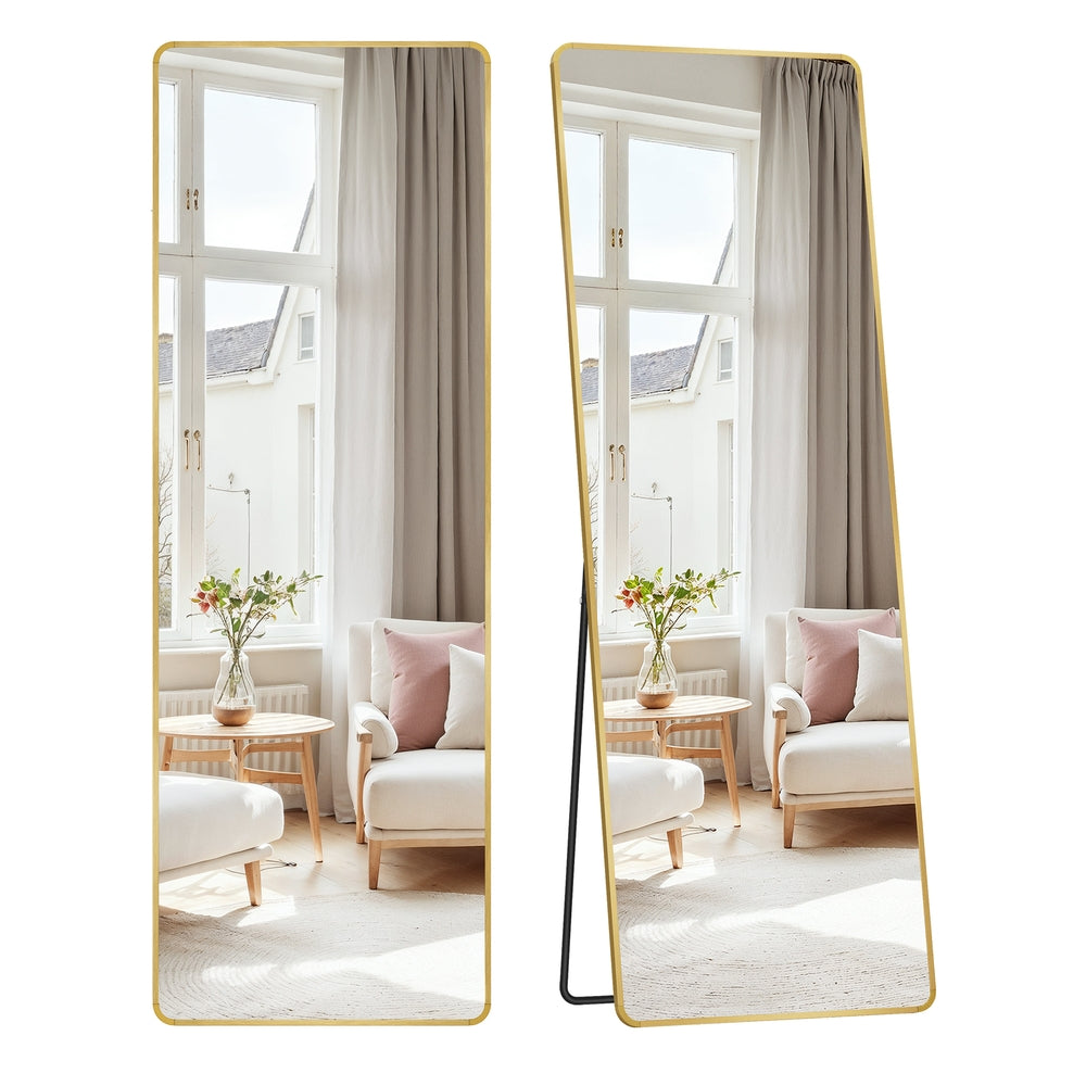 Full Length Mirror 160 x 50 cm Rectangle with Stand Pale Gold - image 2