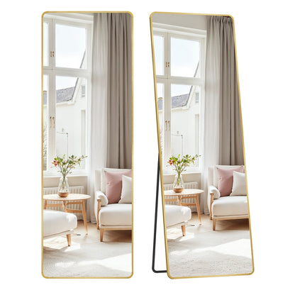 Full Length Mirror 160 x 50 cm Rectangle with Stand Pale Gold - image 2