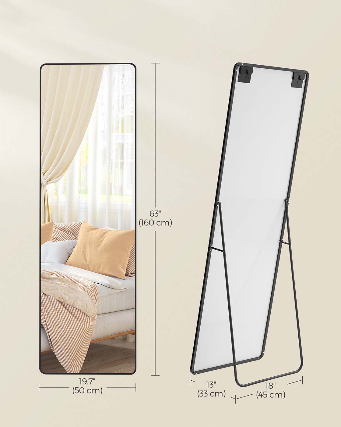 Full Length Mirror 160 x 50 cm Rectangle with Stand Pale Gold - image 20