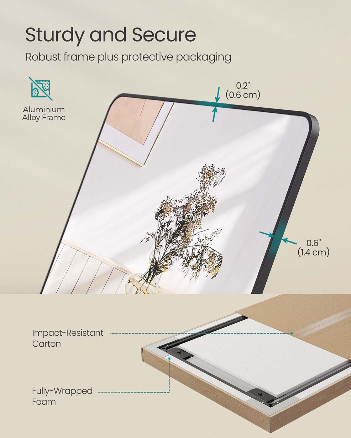 Full Length Mirror 160 x 50 cm Rectangle with Stand Pale Gold - image 21