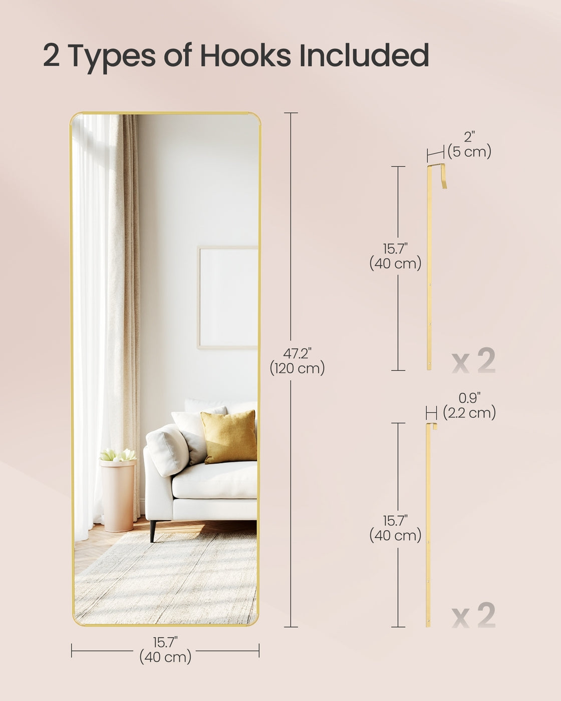 Full Length Hanging Mirror Over the Door or Wall Mounted - image 5