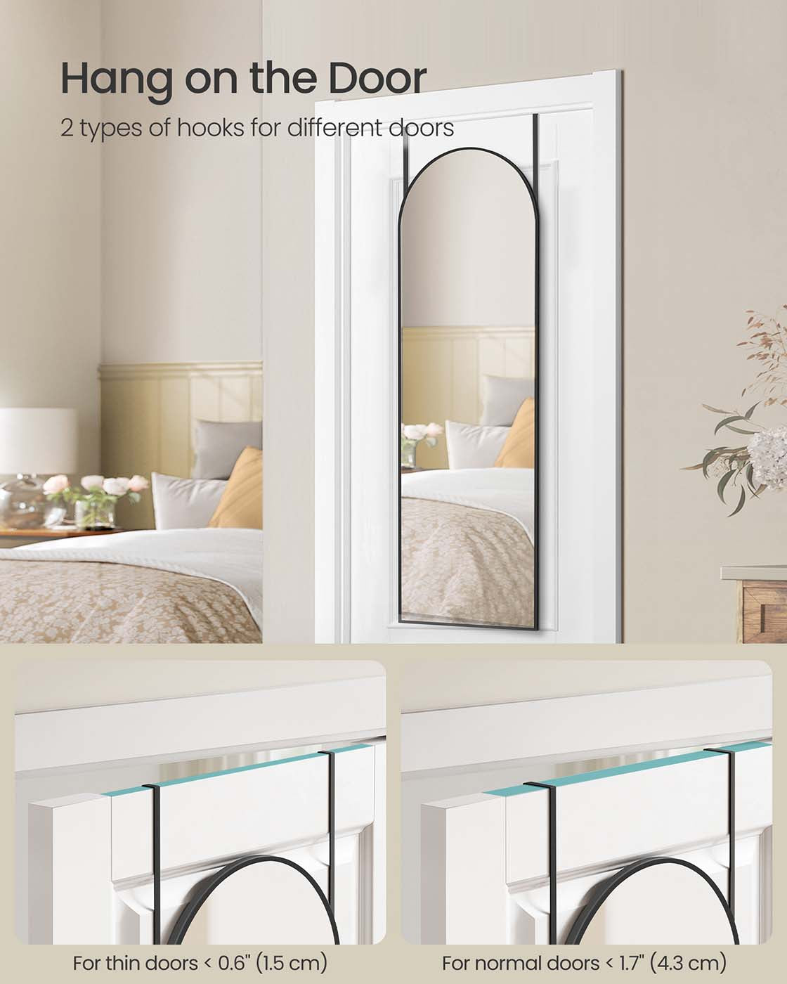 Arched full length mirror for door or wall mounting - image 4