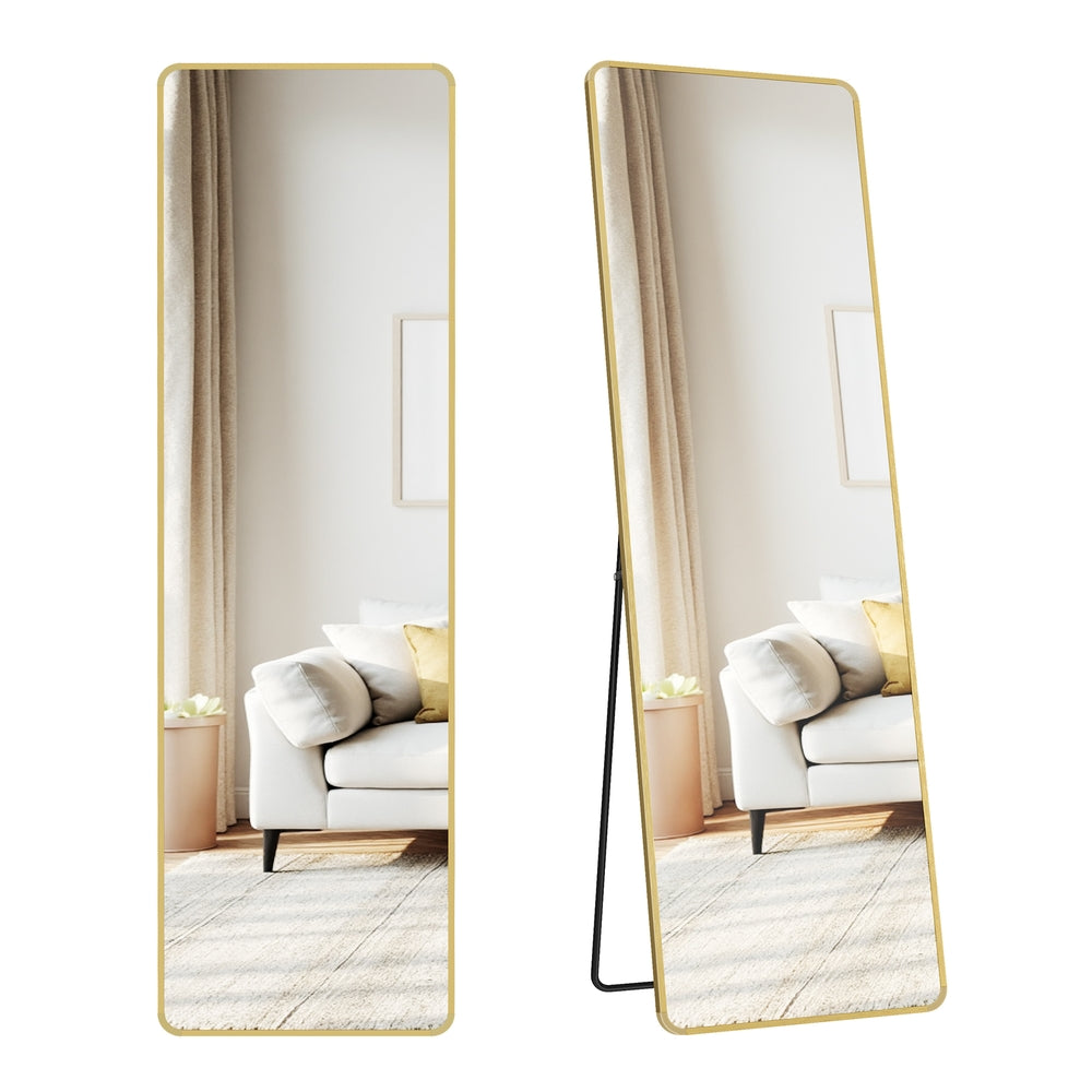 Full Length Mirror 150 x 40 cm Rectangle with Stand Pale Gold - image 1