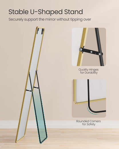 Full Length Mirror 150 x 40 cm Rectangle with Stand Pale Gold - image 4