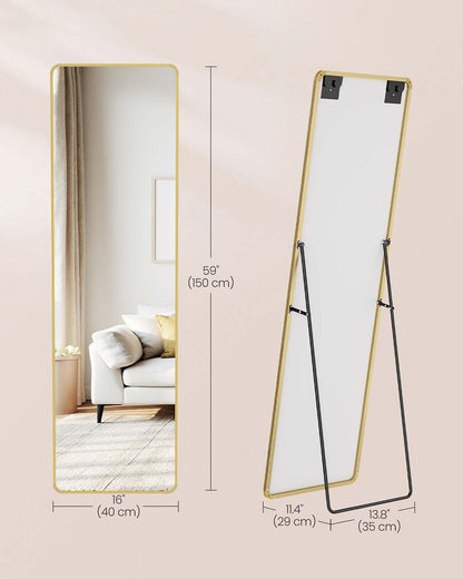 Full Length Mirror 150 x 40 cm Rectangle with Stand Pale Gold - image 5