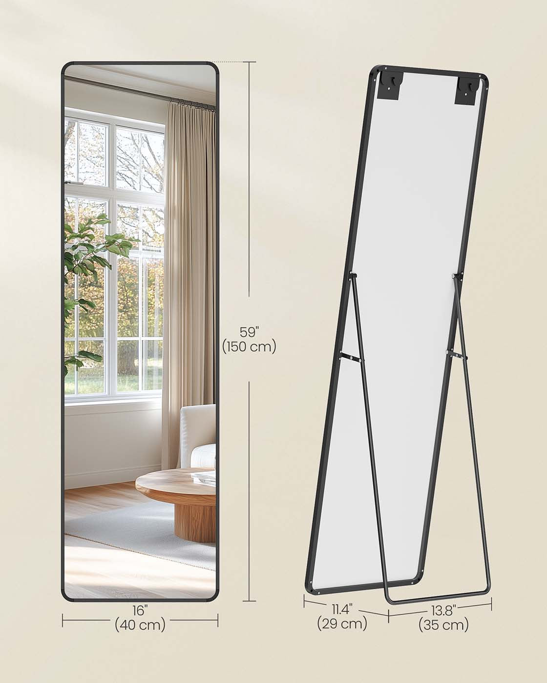 Full Length Mirror 160 x 50 cm Rectangle with Stand Pale Gold - image 13