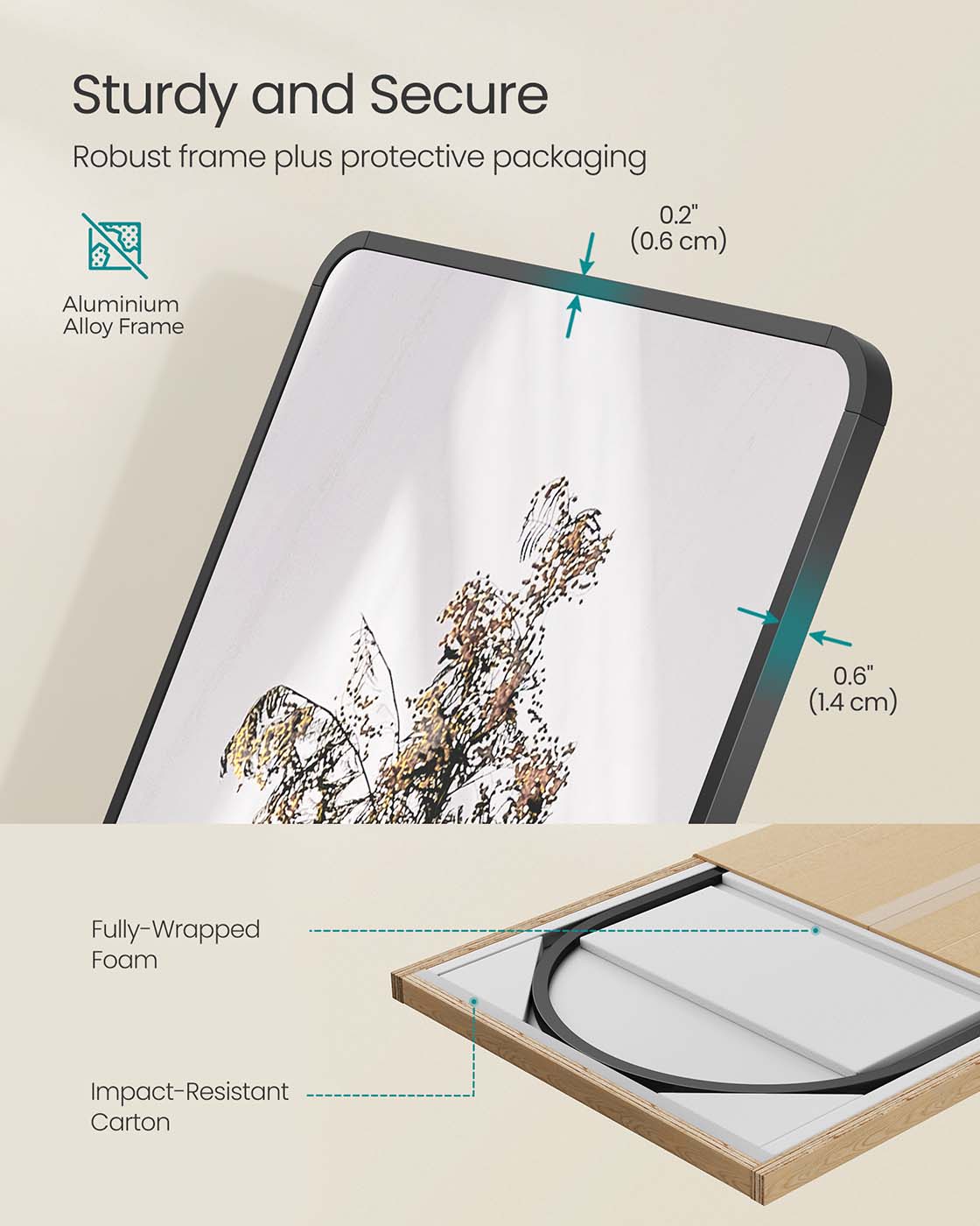 Full Length Mirror 160 x 50 cm Rectangle with Stand Pale Gold - image 14