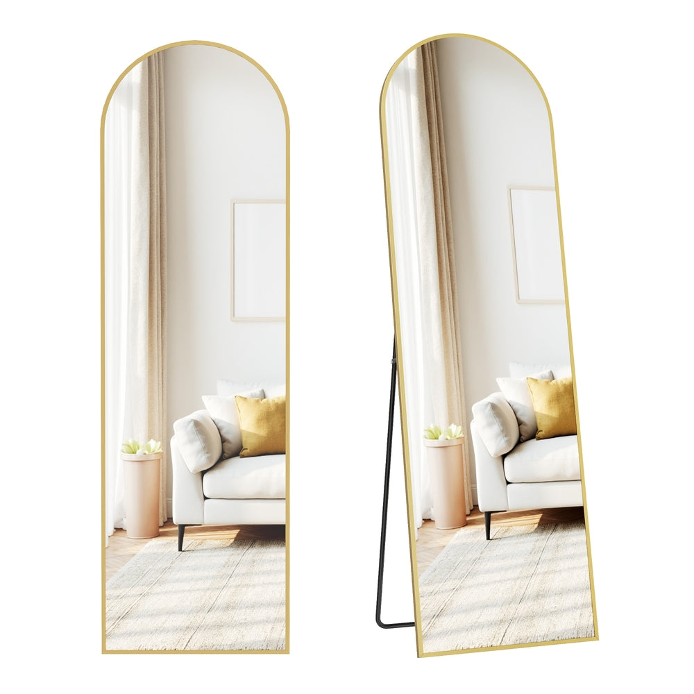 Full Length Mirror 160 x 50 cm Arched with Stand Pale Gold - image 21