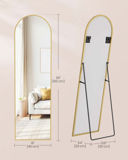 Full Length Mirror 160 x 50 cm Arched with Stand Pale Gold - image 25