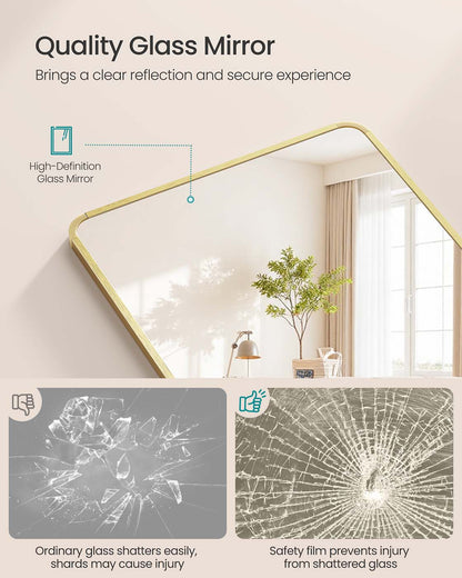 Full Length Mirror 160 x 50 cm Rectangle with Stand Pale Gold - image 37