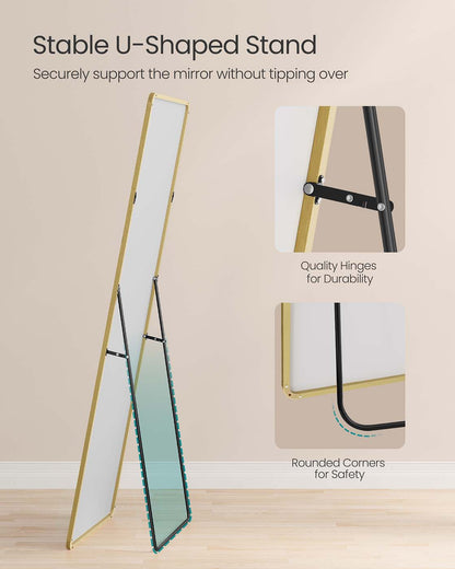 Full Length Mirror 160 x 50 cm Rectangle with Stand Pale Gold - image 38