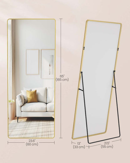 Full Length Mirror 160 x 50 cm Rectangle with Stand Pale Gold - image 39
