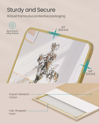 Full Length Mirror 160 x 50 cm Rectangle with Stand Pale Gold - image 40