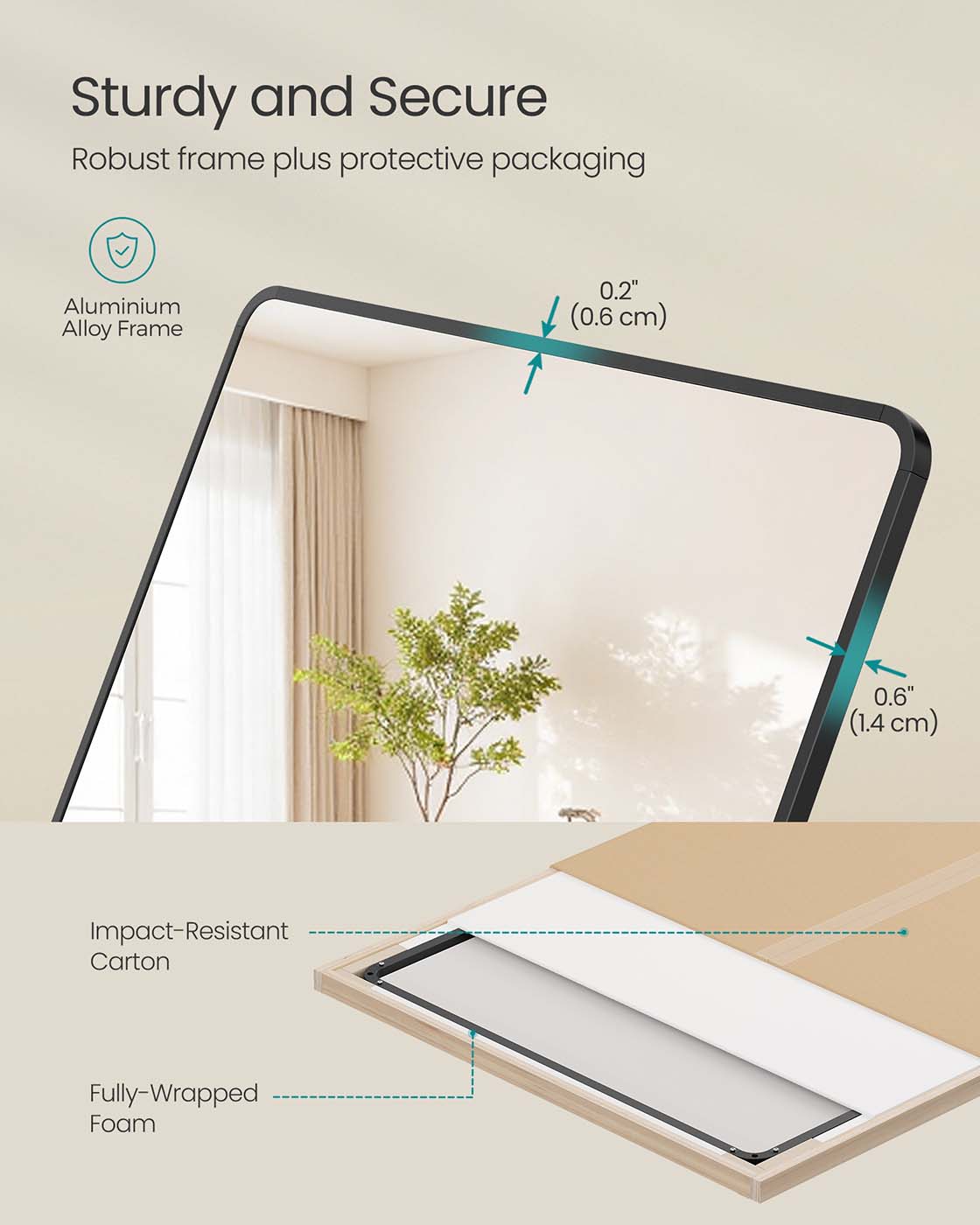 Full Length Mirror 160 x 50 cm Rectangle with Stand Pale Gold - image 25