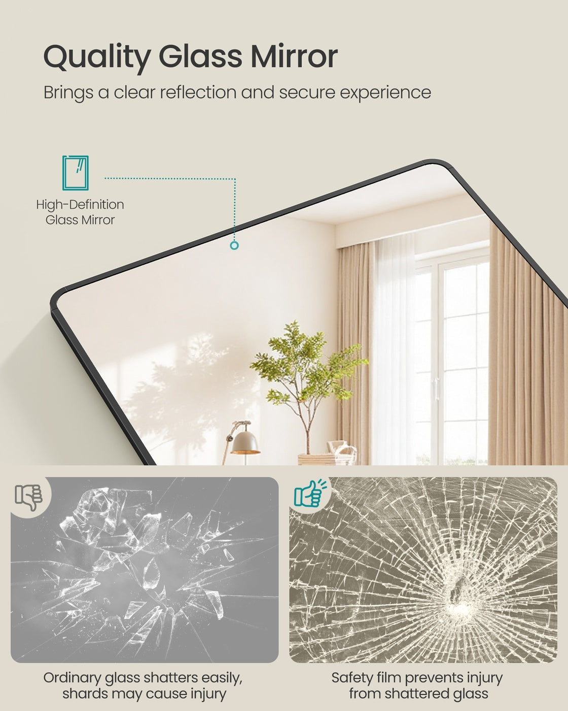 Full Length Mirror 160 x 50 cm Rectangle with Stand Pale Gold - image 28