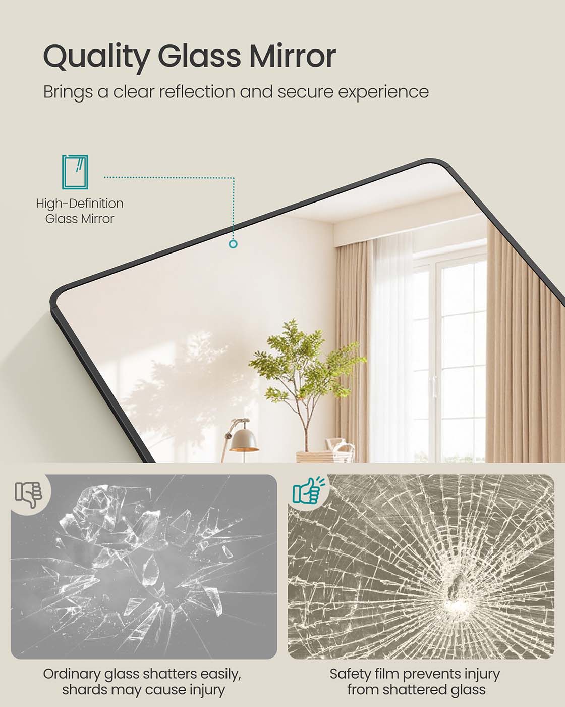 Full Length Mirror 160 x 50 cm Rectangle with Stand Pale Gold - image 29
