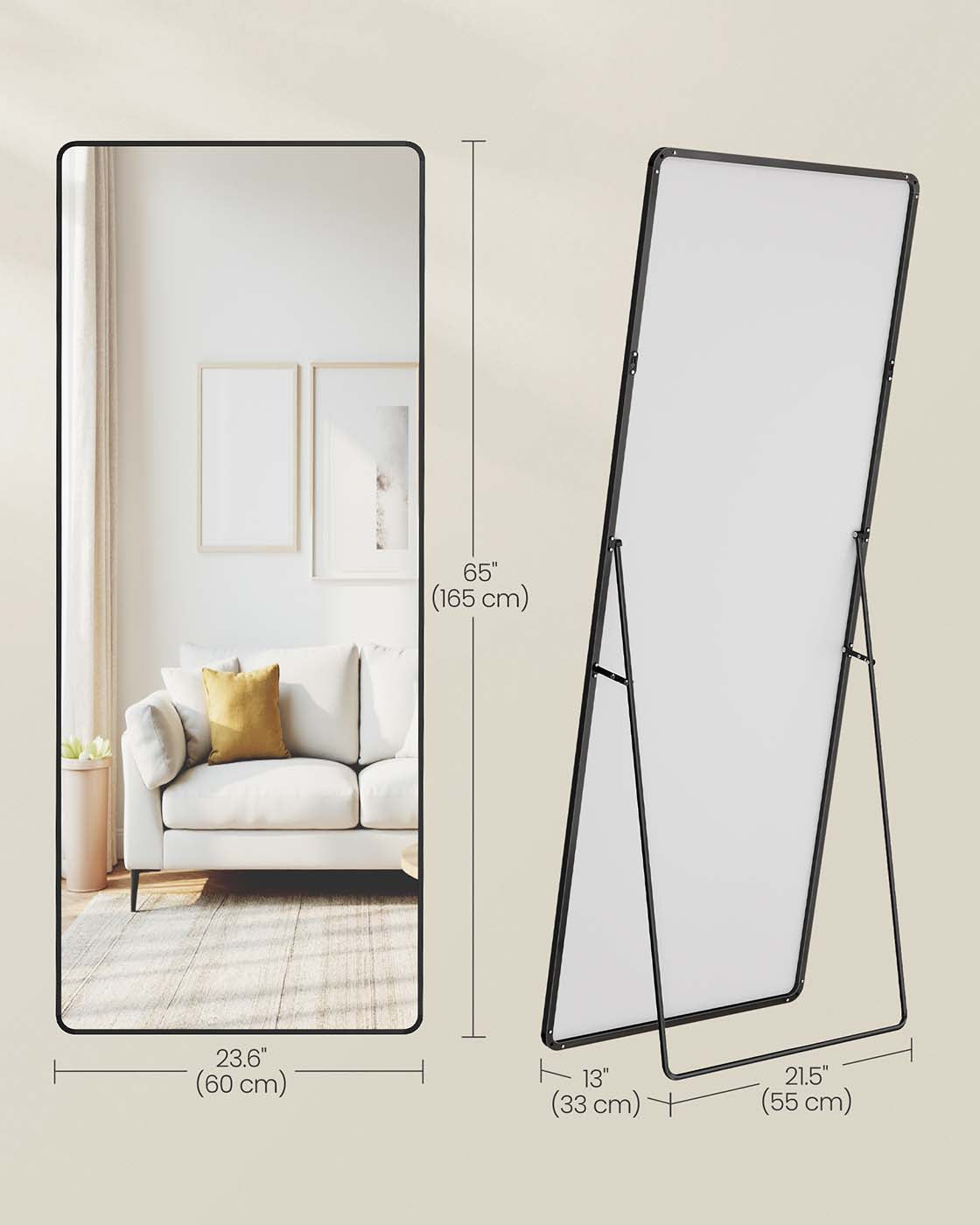 Full Length Mirror 160 x 50 cm Rectangle with Stand Pale Gold - image 33