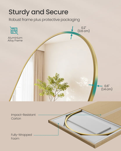 Full Length Mirror 160 x 50 cm Arched with Stand Pale Gold - image 32