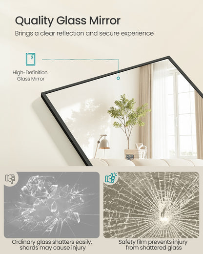 Full Length Mirror Rectangle Full Body Floor Mirror with Stand 160 x 50 cm Matte Black - image 3