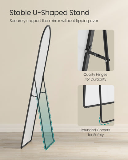 Full Length Mirror Arched Full Body Floor Mirror with Stand 160 x 50 cm Matte Black - image 4