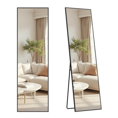 Full Length Mirror Rectangle Full Body Floor Mirror with Stand 160 x 50 cm Matte Black - image 7