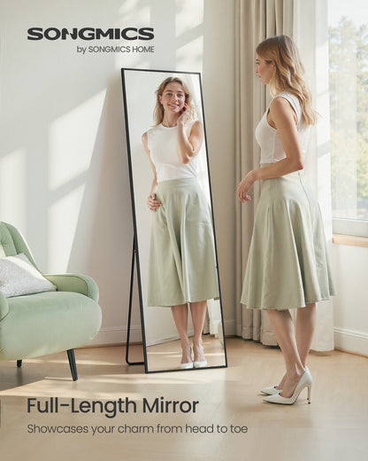 Full Length Mirror Rectangle Full Body Floor Mirror with Stand 160 x 50 cm Matte Black - image 8