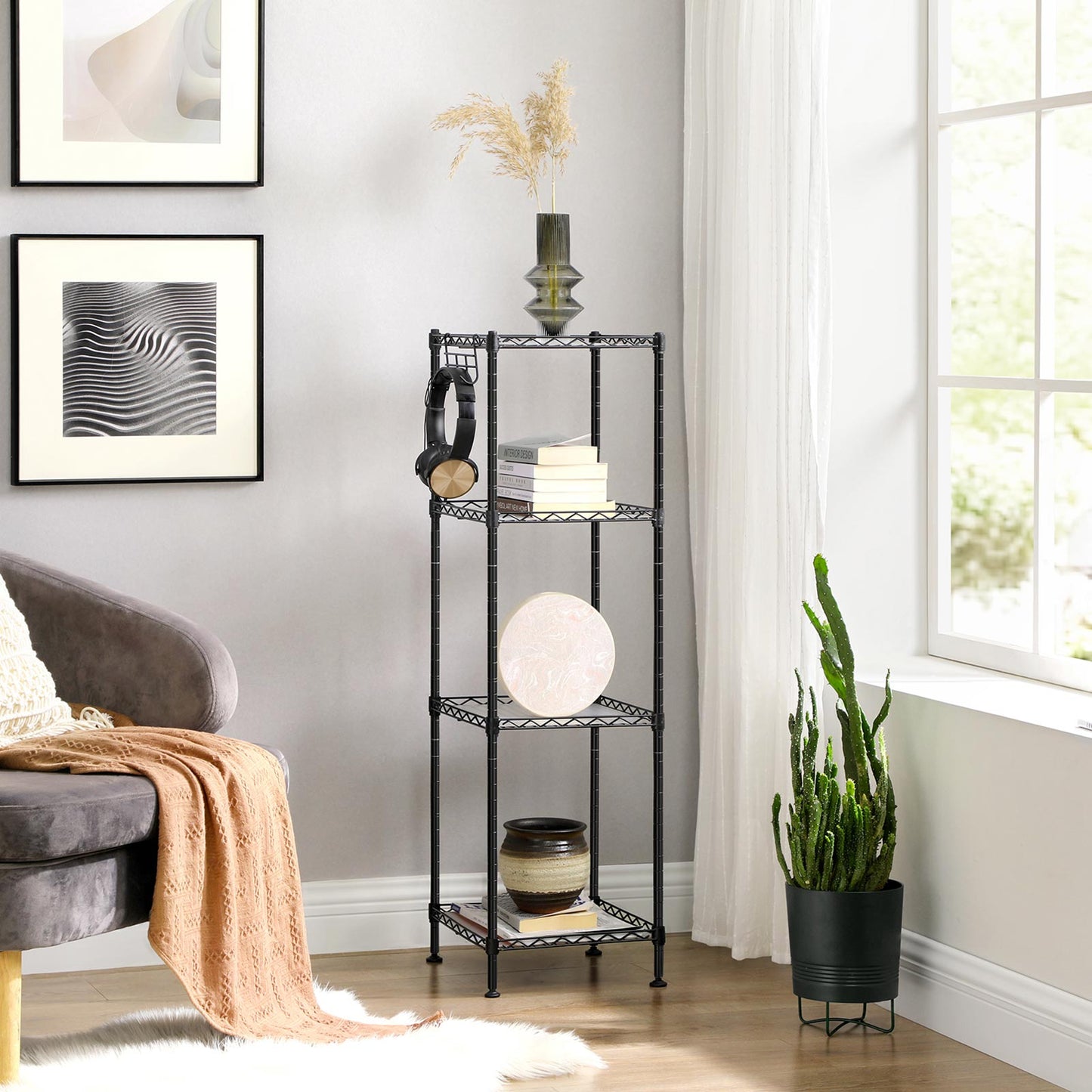 4-Tier Bathroom Shelf Black - image 3