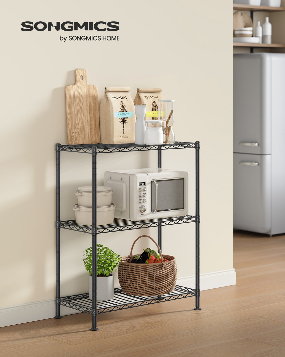 Storage Shelf Metal Garage Shelving Unit 3 Tier 30 x 60 x 77 cm Ink Black - image 2