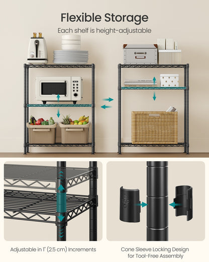 Storage Shelf Metal Garage Shelving Unit 3 Tier 30 x 60 x 77 cm Ink Black - image 4