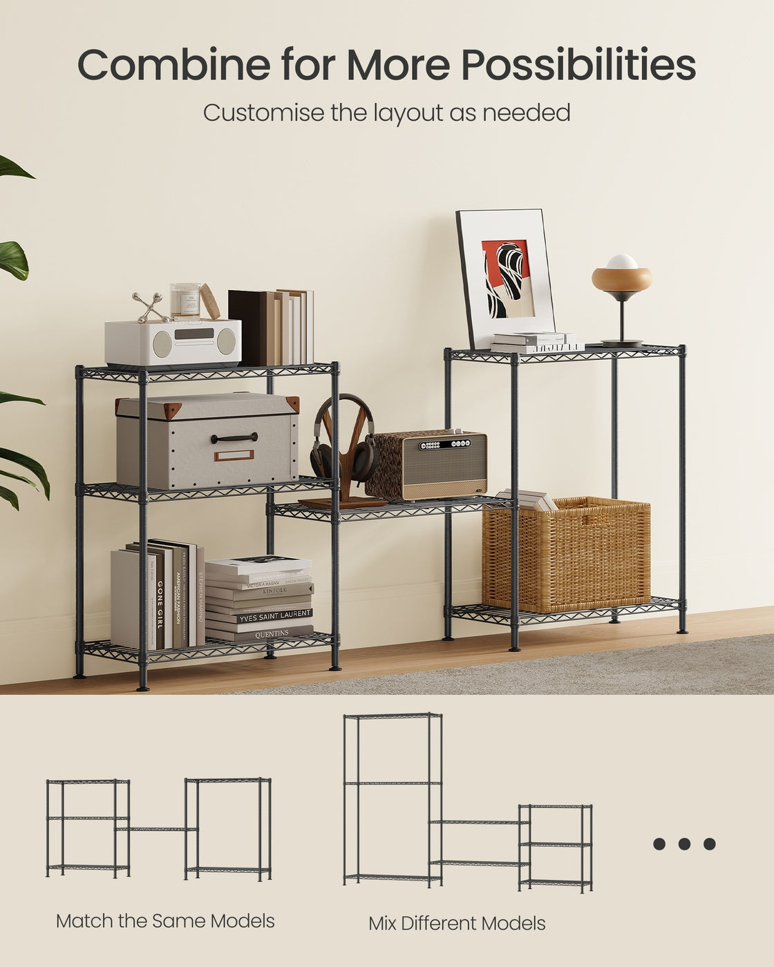 Storage Shelf Metal Garage Shelving Unit 3 Tier 30 x 60 x 77 cm Ink Black - image 5