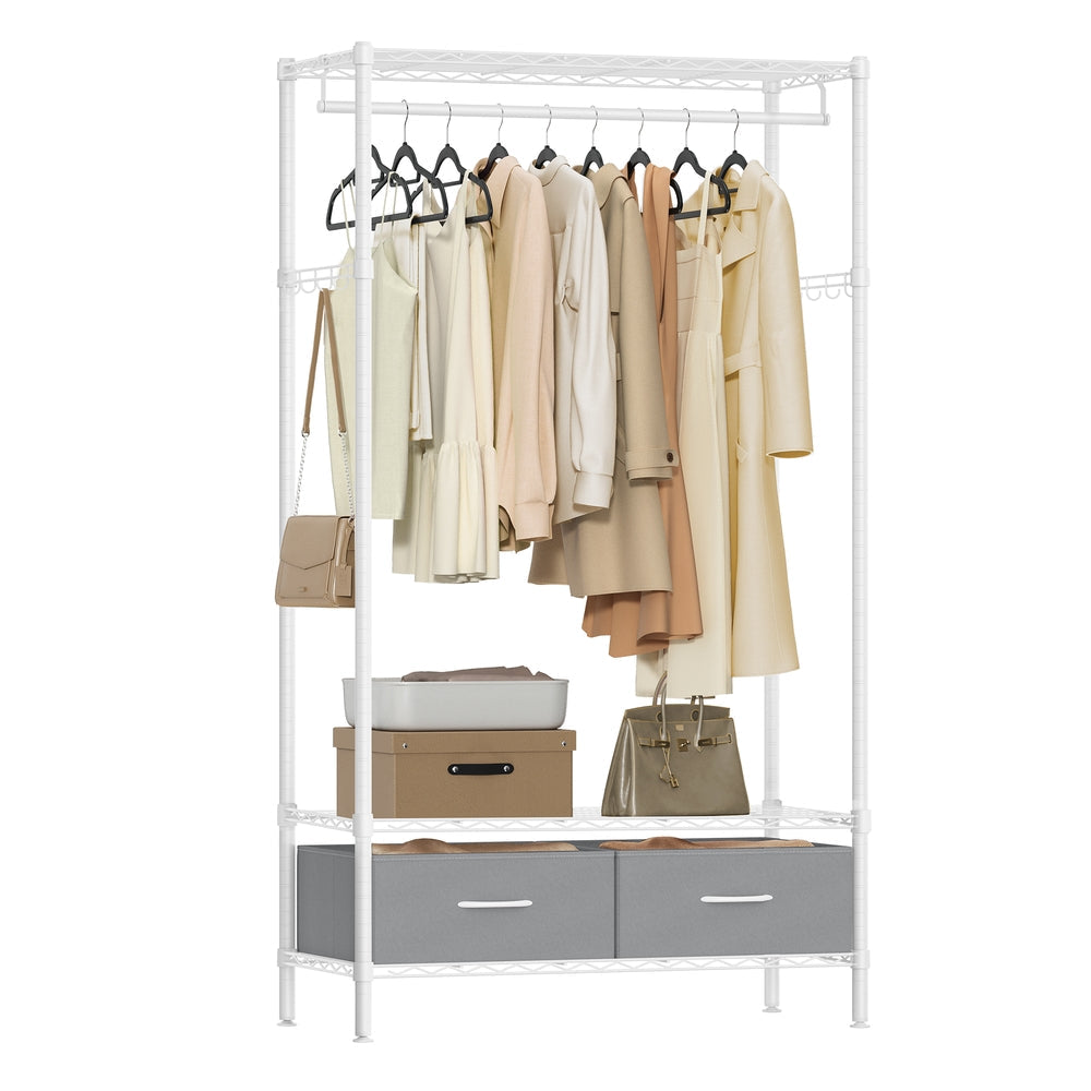 Clothes Rack with Mesh Shelf and Fabric Drawers Ink Black - image 7