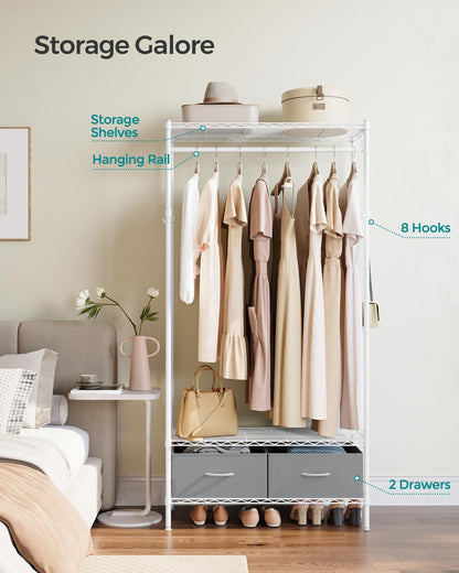 Clothes Rack with Mesh Shelf and Fabric Drawers Ink Black - image 9