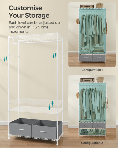 Clothes Rack with Mesh Shelf and Fabric Drawers Ink Black - image 11
