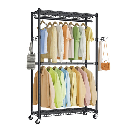 Rolling Portable Wardrobe with Adjustable Shelves and Hanging Rails 40 x 90 x 199 cm Ink Black - image 1