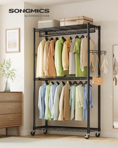 Rolling Portable Wardrobe with Adjustable Shelves and Hanging Rails 40 x 90 x 199 cm Ink Black - image 2