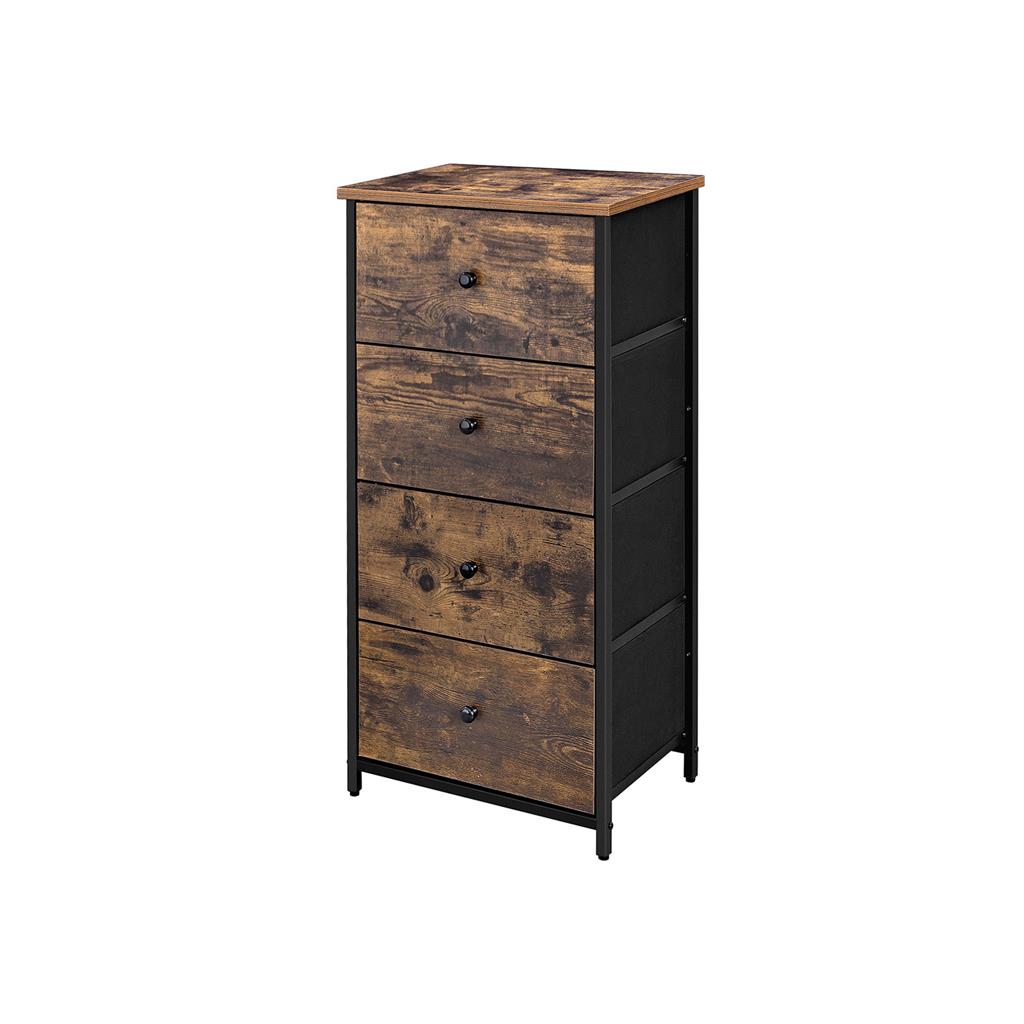 Chest of Drawers, 4 Fabric Drawers, White and Oak - image 35