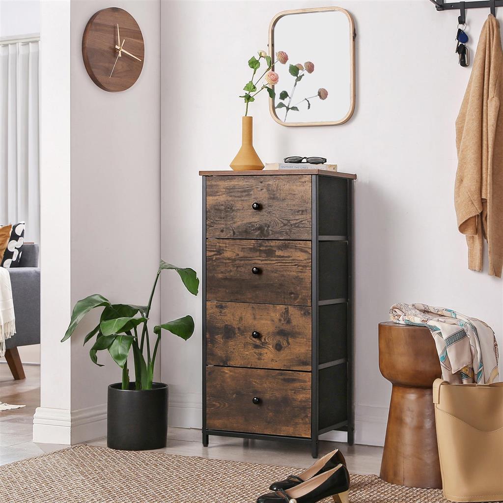 Chest of Drawers, 4 Fabric Drawers, White and Oak - image 37